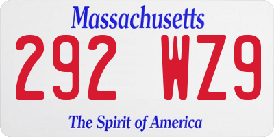 MA license plate 292WZ9