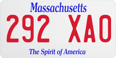 MA license plate 292XA0