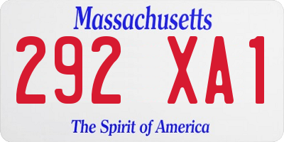 MA license plate 292XA1