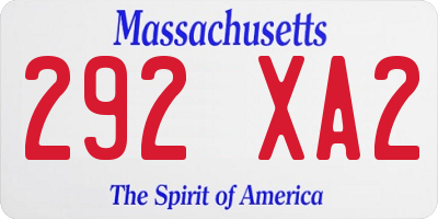MA license plate 292XA2