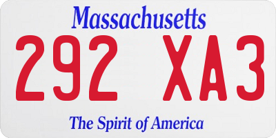 MA license plate 292XA3