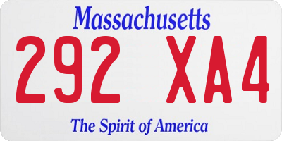 MA license plate 292XA4
