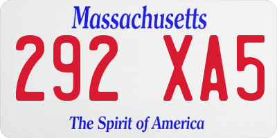 MA license plate 292XA5