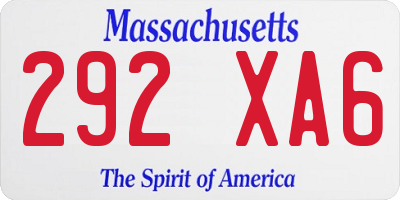 MA license plate 292XA6