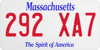 MA license plate 292XA7