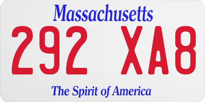 MA license plate 292XA8