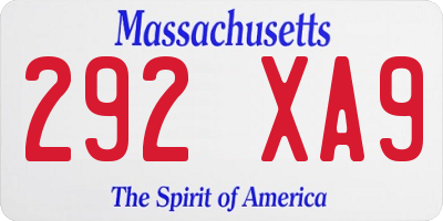 MA license plate 292XA9