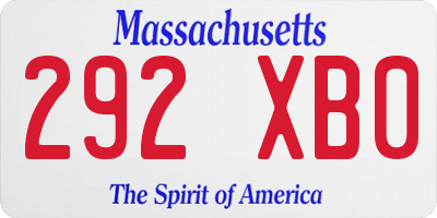 MA license plate 292XB0