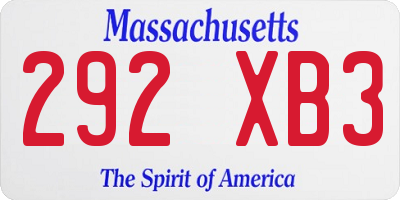 MA license plate 292XB3