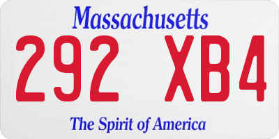 MA license plate 292XB4
