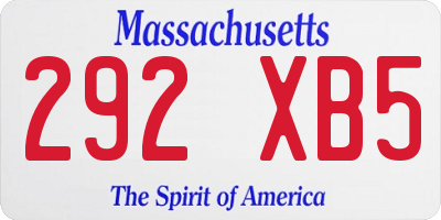 MA license plate 292XB5