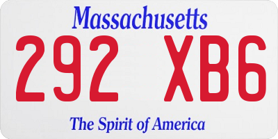 MA license plate 292XB6