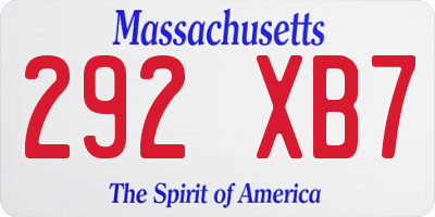 MA license plate 292XB7