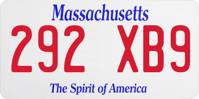 MA license plate 292XB9