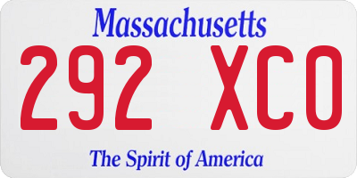 MA license plate 292XC0