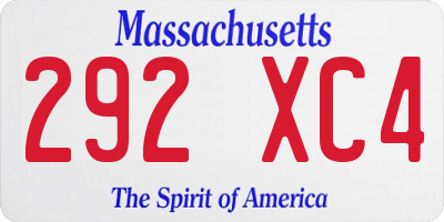 MA license plate 292XC4