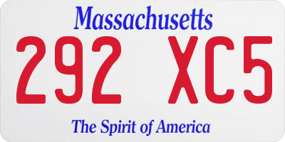MA license plate 292XC5