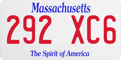 MA license plate 292XC6