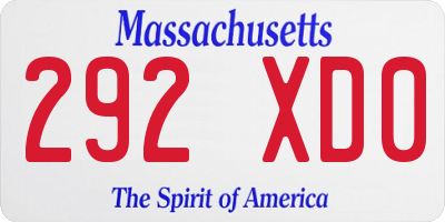 MA license plate 292XD0