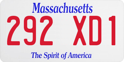 MA license plate 292XD1