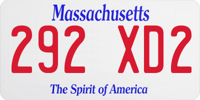 MA license plate 292XD2