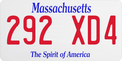 MA license plate 292XD4