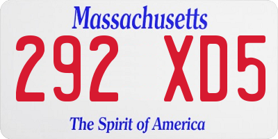 MA license plate 292XD5