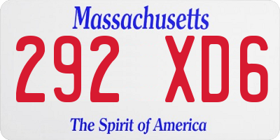 MA license plate 292XD6