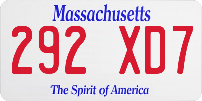 MA license plate 292XD7