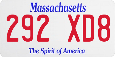 MA license plate 292XD8