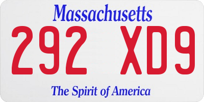 MA license plate 292XD9