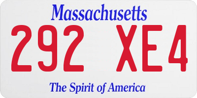 MA license plate 292XE4