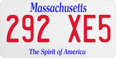 MA license plate 292XE5