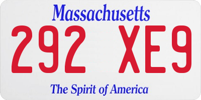 MA license plate 292XE9