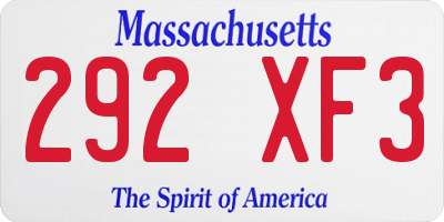 MA license plate 292XF3