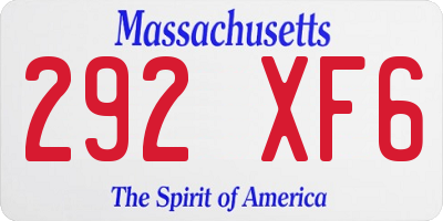 MA license plate 292XF6