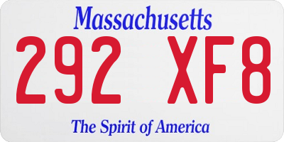 MA license plate 292XF8