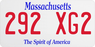 MA license plate 292XG2