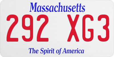 MA license plate 292XG3