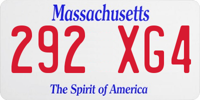 MA license plate 292XG4