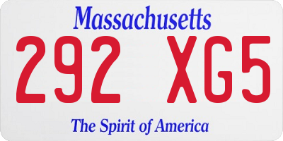 MA license plate 292XG5
