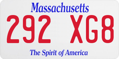 MA license plate 292XG8