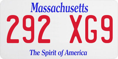 MA license plate 292XG9