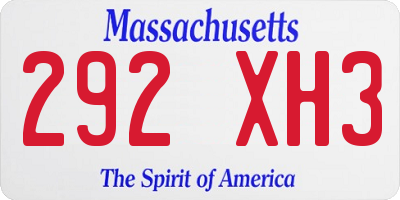 MA license plate 292XH3
