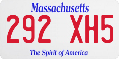 MA license plate 292XH5