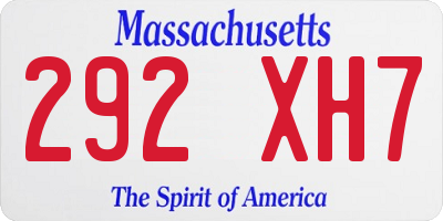 MA license plate 292XH7