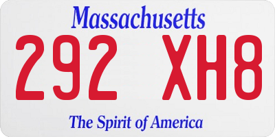MA license plate 292XH8