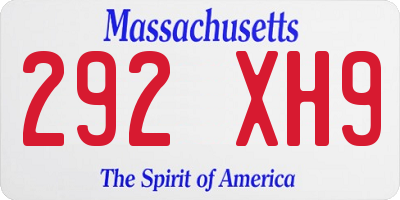 MA license plate 292XH9