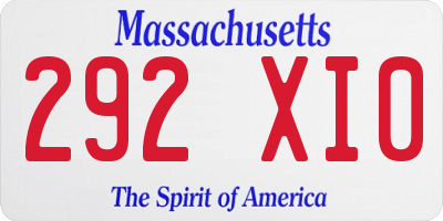 MA license plate 292XI0
