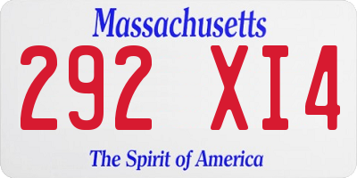 MA license plate 292XI4